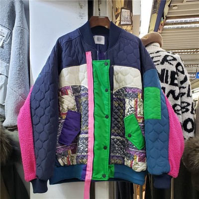 コントラストカラーブルゾンジャケット ジャンパー ブルゾン ジャケット コート アウター 秋冬