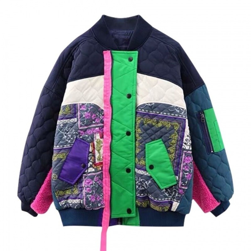 コントラストカラーブルゾンジャケット ジャンパー ブルゾン ジャケット コート アウター 秋冬