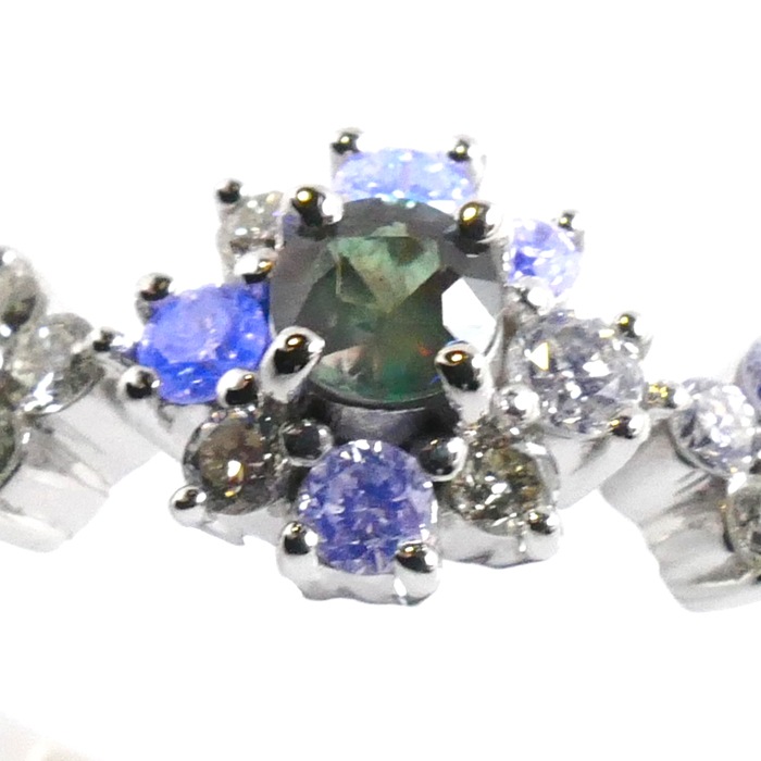 ESTELLE エステール K18WG ホワイトゴールド リング・指輪 アレキサンドライト0.14ct ダイヤモンド 8号 2.6g レディース 中古 美品 ESTELLE エステール K18WG ホワイトゴールド リング・指輪 アレキサンドライト0.14ct ダイヤモンド 8号 2.6g レディース 中古 美品