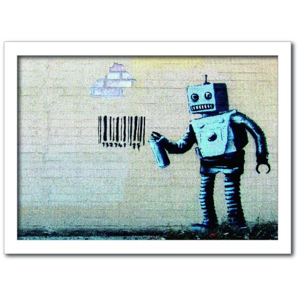ファブリックパネル アートフレーム おしゃれ モダンアート 壁掛け ウォールデコレーション バンクシー Barcode Robot 317x440mm ファブリックパネル アートフレーム おしゃれ モダンアート 壁掛け ウォールデコレーション バンクシー Barcode Robot 317x440mm