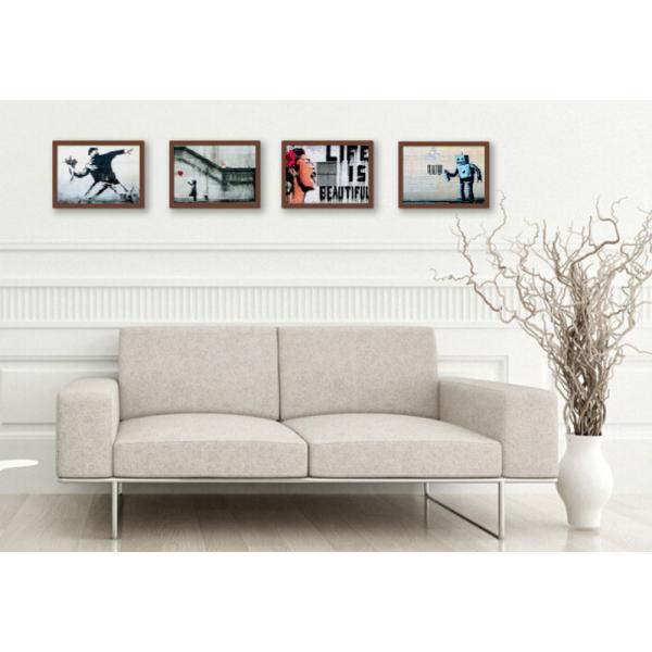 ファブリックパネル アートフレーム おしゃれ モダンアート 壁掛け ウォールデコレーション バンクシー Barcode Robot 317x440mm ファブリックパネル アートフレーム おしゃれ モダンアート 壁掛け ウォールデコレーション バンクシー Barcode Robot 317x440mm