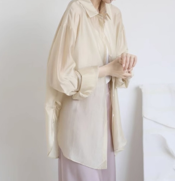 トップス デート モテアイテム シャツ ルーズ 長袖 シースルー コットン 大人可愛い きれいめ 上品 おしゃれ かっこいい 大人可愛い ラブリー キュート ガーリー クール モード系 セクシー