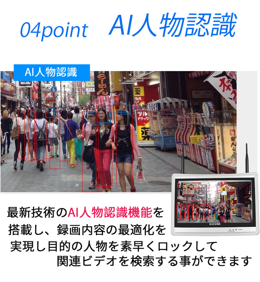 2024最新版 防犯カメラ 屋外 家庭用 ワイヤレス 4台 モニター付き録画機 セット 常時録画 Wi-Fi 300万画素 高画質 スマホ 連動 【返金保証】【RE】