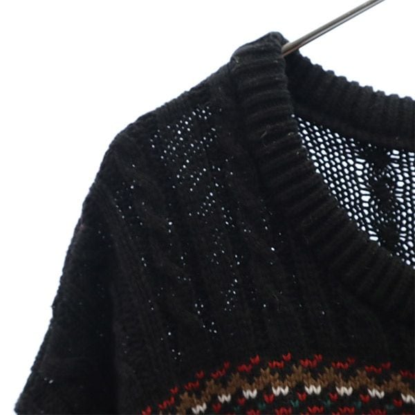 ウールブレンド 総柄 ゴルフ 長袖 セーター L ブラック スポーツ ニット メンズ