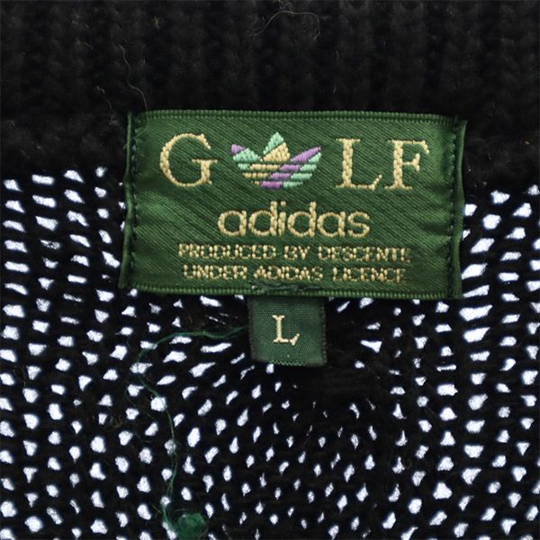 ウールブレンド 総柄 ゴルフ 長袖 セーター L ブラック スポーツ ニット メンズ