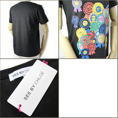 クロエシーバイクロエ 半袖 Tシャツ SEE BY CHLOE 缶バッジ/ブラック サイズ38 クロエシーバイクロエ 半袖 Tシャツ SEE BY CHLOE 缶バッジ/ブラック サイズ38