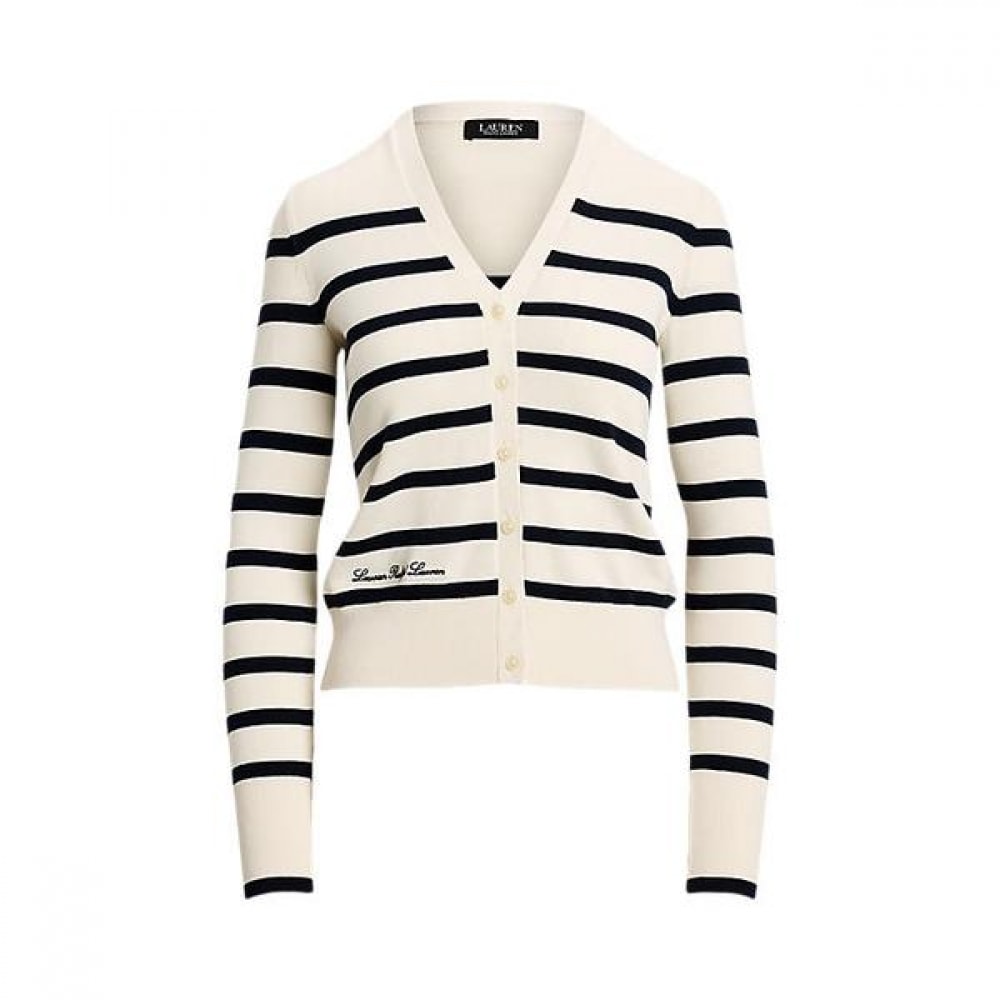 ローレンラルフローレンストライプコットンブレンドカーディガン (WMLRSWES6820741101)
