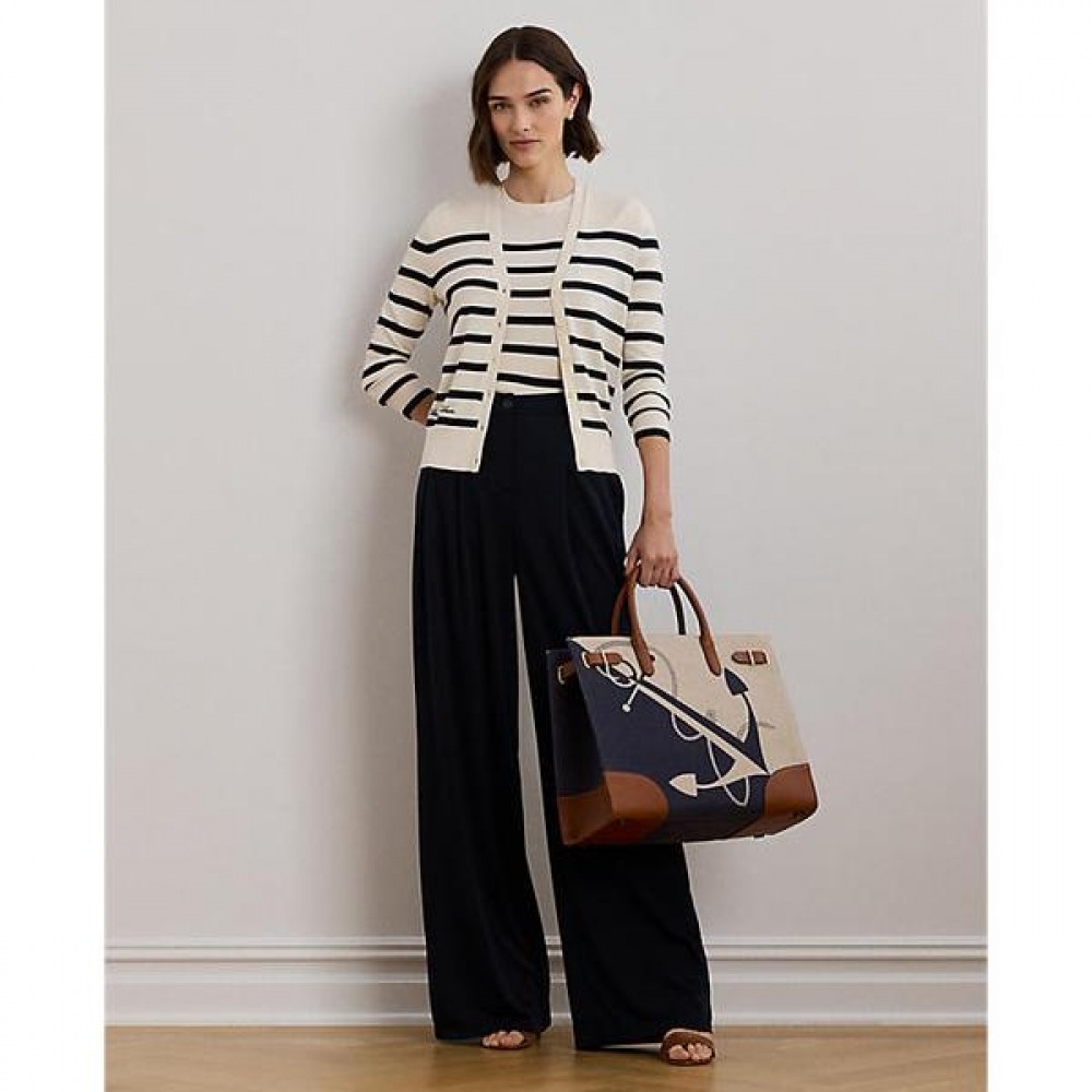 ローレンラルフローレンストライプコットンブレンドカーディガン (WMLRSWES6820741101)