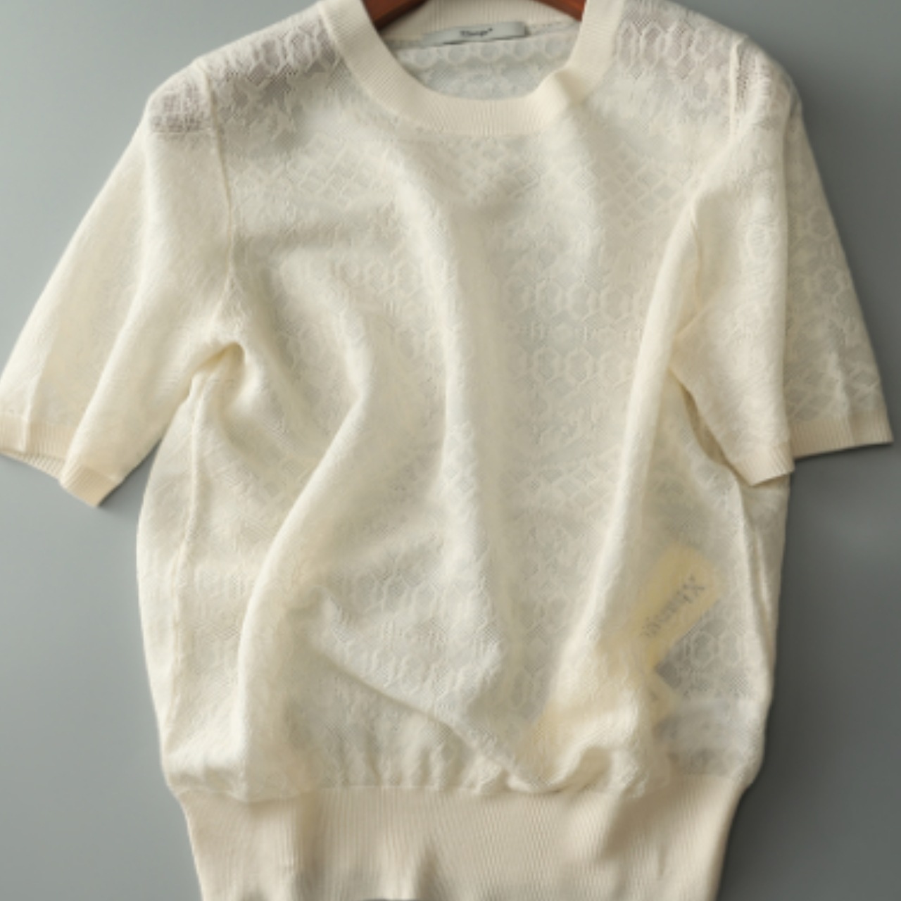 トップス セーター Tシャツ レディース ニット 袖あり 半袖 ストレート 透け感 ラウンドネック 襟なし かわいい 大人可愛い きれいめ シンプル 大人 おしゃれ お洒落 大人女子 こなれ感 ラフ