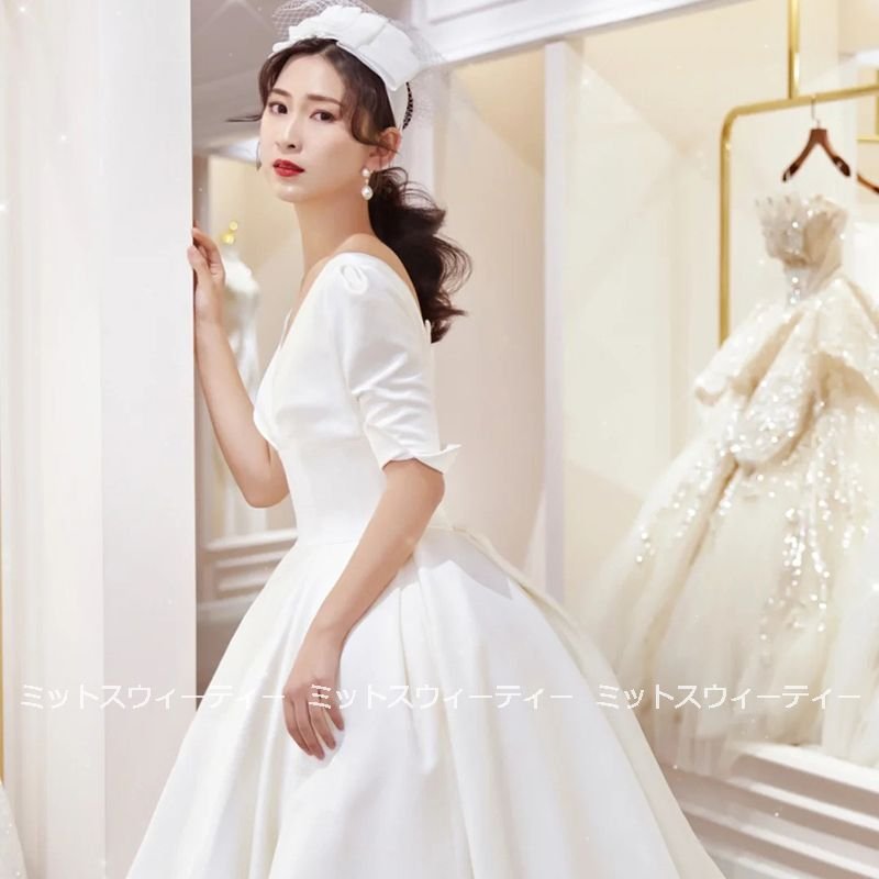 ウェディングドレス 二次会 白 プリンセス 海外挙式 花嫁 パーティードレス 披露宴 ブライダル 結婚式 ロングドレス 演奏会 イブニングドレス スタイリッシュ