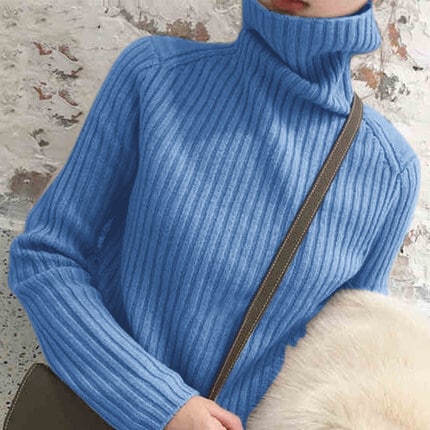 ニットソー セーター レディース タートルネック 長袖 リブ 大人可愛い きれいめ カジュアル上品 無地 秋 冬 ママ お出かけ ホワイト アプリコット ベージュ ブルー ブラウン ブラック トップス