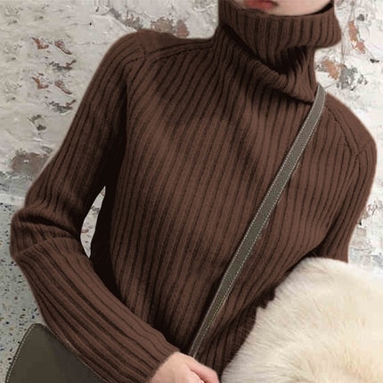 ニットソー セーター レディース タートルネック 長袖 リブ 大人可愛い きれいめ カジュアル上品 無地 秋 冬 ママ お出かけ ホワイト アプリコット ベージュ ブルー ブラウン ブラック トップス