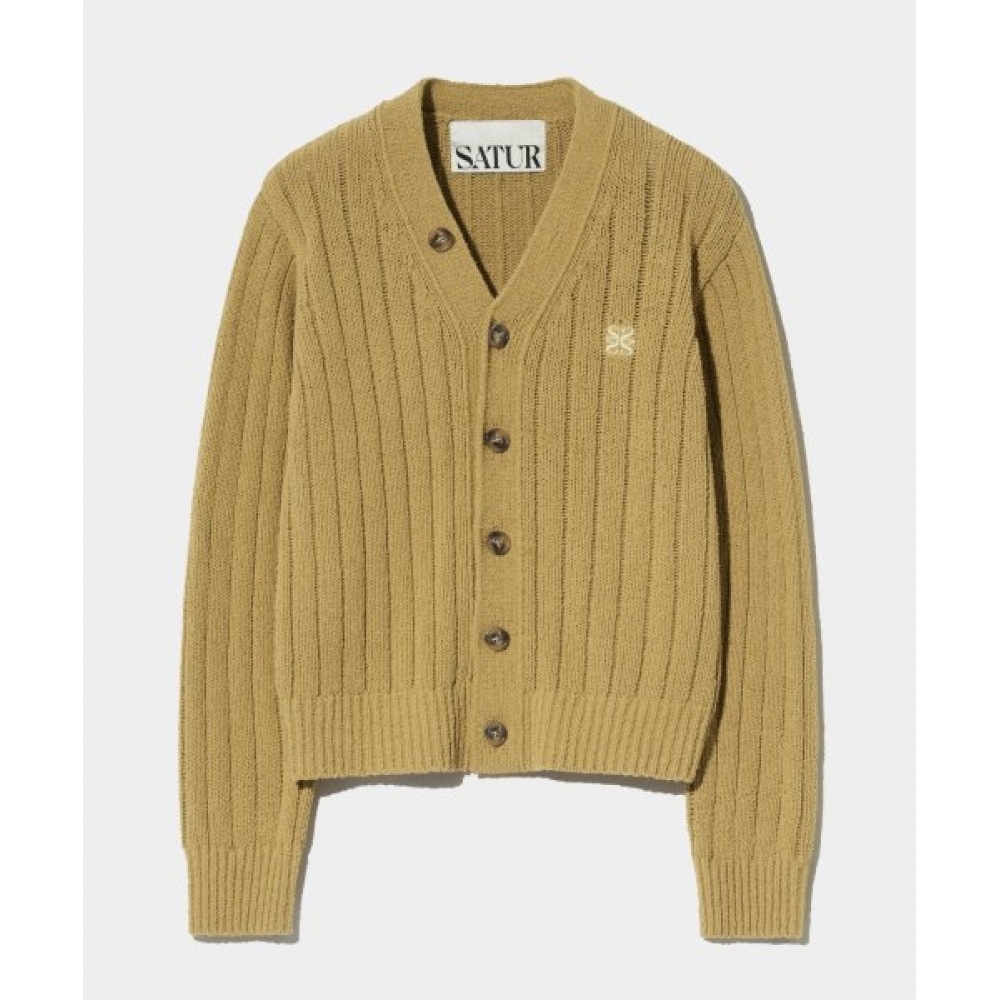 SATUR ファロオーバーサイズブークルカーディガンキャメルベージュ
