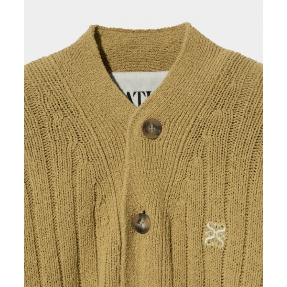 SATUR ファロオーバーサイズブークルカーディガンキャメルベージュ