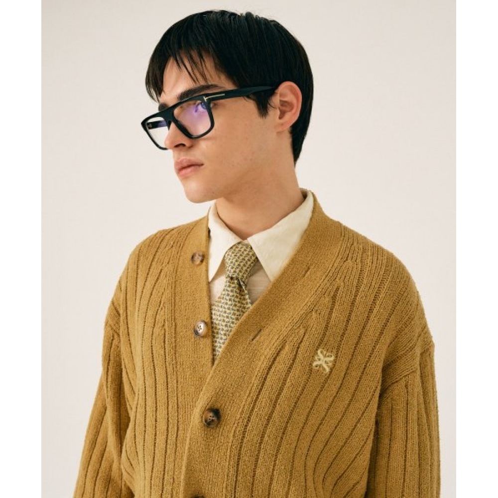 SATUR ファロオーバーサイズブークルカーディガンキャメルベージュ