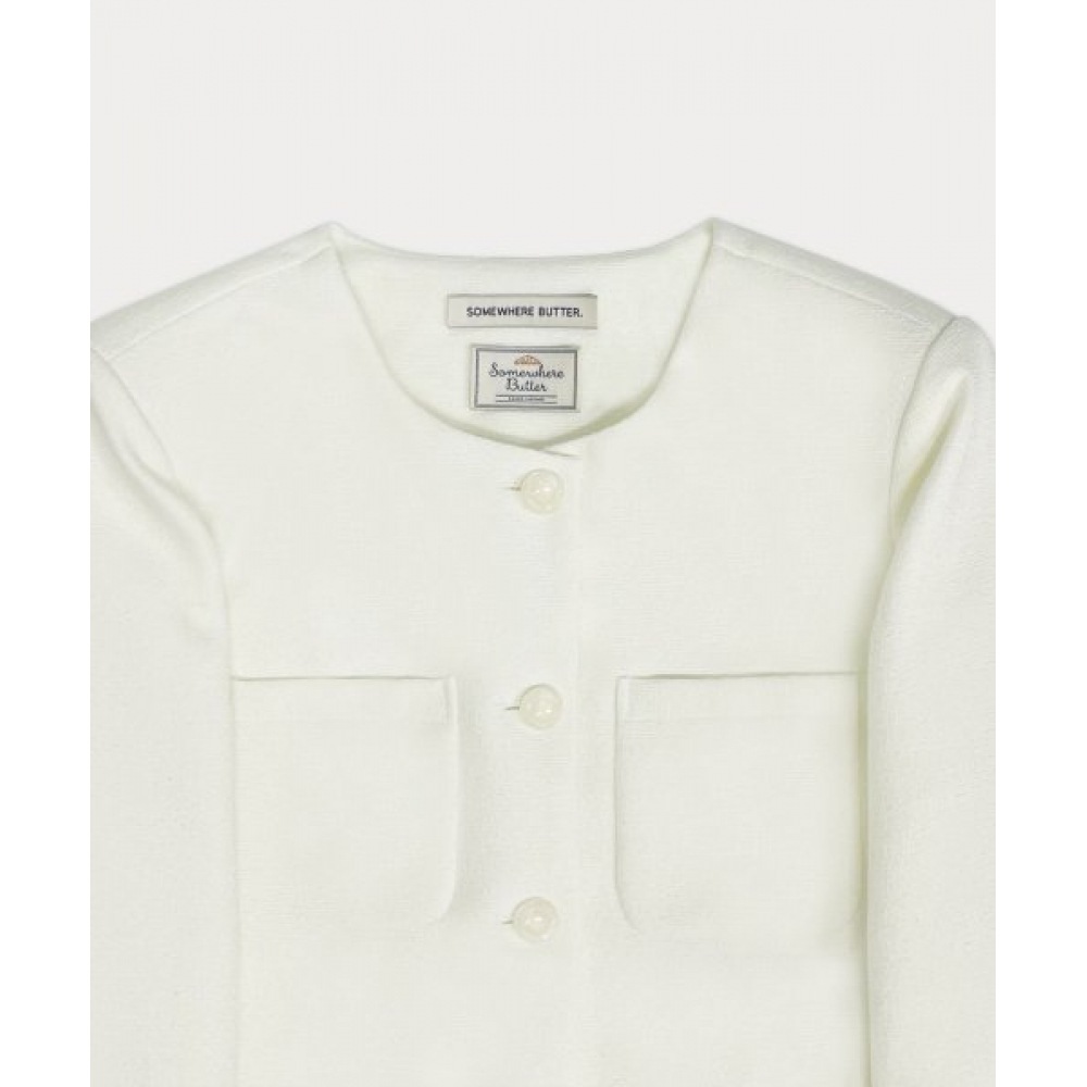 サムウェアバターボニータツイードジャケット-アイボリー サムウェアバターボニータツイードジャケット-アイボリー