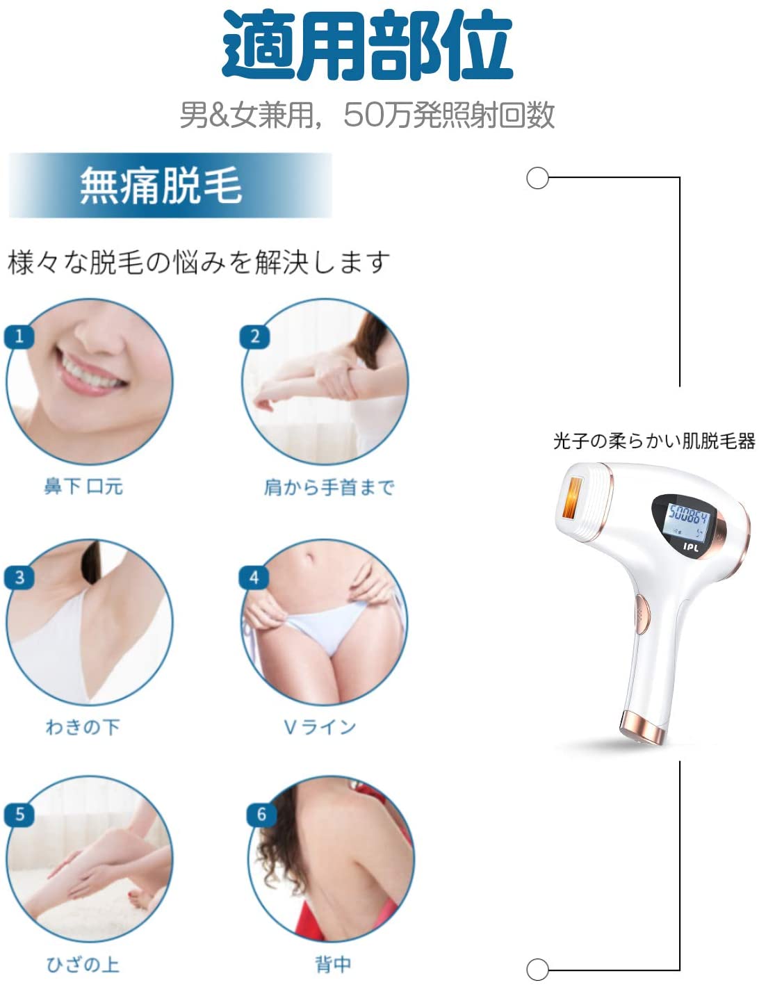 脱毛器 レーザー脱毛 髭脱毛 光美容器 冷感脱毛 IPL技術 フラッシュ式 VIO対応 美肌機能搭載