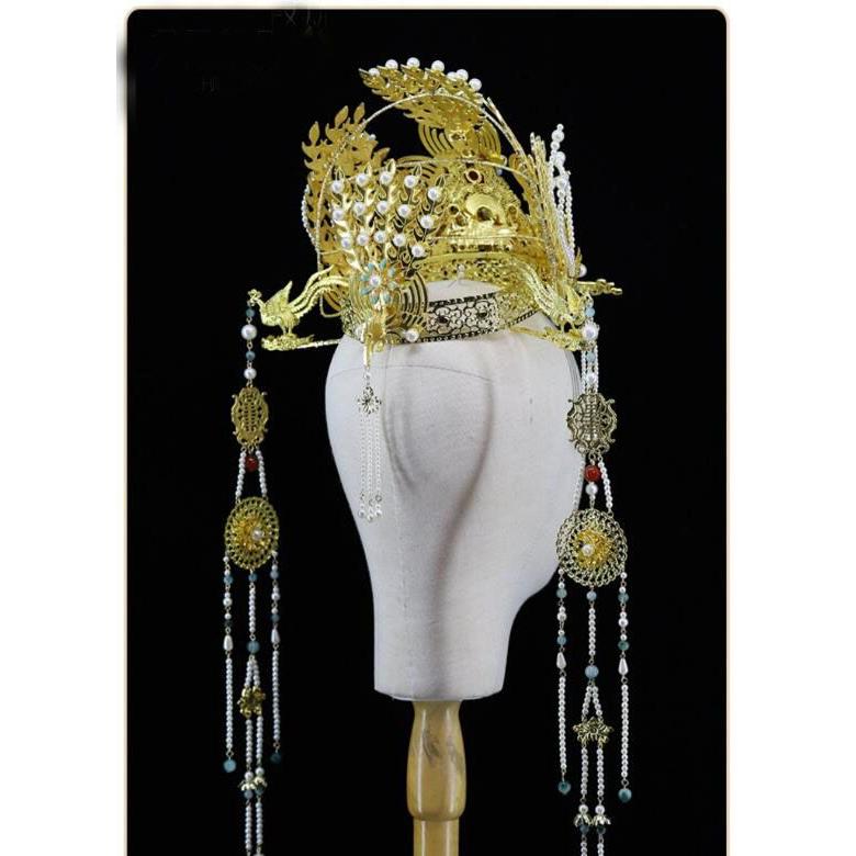 漢服用 王冠 中華 ウエディング 髪飾りセット 中国風 古代結婚式 花嫁用 ヘアアクセサリー 中国時代劇 皇后 貴妃 お姫様 変身 仮装 コスチューム 豪華 宝冠 皇冠