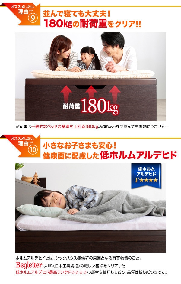 [組立設置付]敷ふとん対応 大容量収納 国産すのこ跳ね上げベッド [ベグレイター] [フレームのみ/マットレスなし] 縦開き ヘッド付き セミダブル 深さラージ [フレーム色]ホワイト