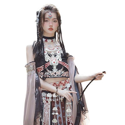少数民族衣装　小物 Qoo10] 少数民族の衣装エキゾチックな漢服黒のハニ : レディース服