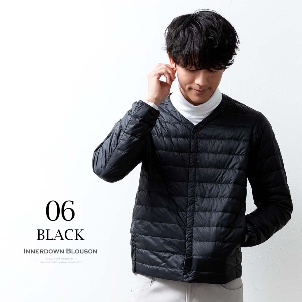 インナーダウン ジャケット メンズ 秋冬 ダウン90％ 軽量 防寒 抗菌 防臭 クルーネック ポケッタブル ライトダウン 暖かい インナージャケット 冬服 おしゃれ ブルゾン 無地 黒 チャコール M