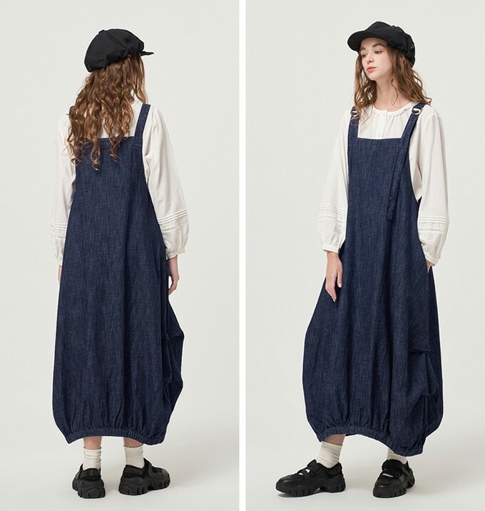 ジャンパースカート バルーンワンピース ジャンスカ レディース デニムワンピース オールインーワン ロング カジュアル ナチュラル 体型カバー ゆったり サロペット 重ね着 大きいサイズ ジャンパースカート バルーンワンピース ジャンスカ レディース デニムワンピース オールインーワン ロング カジュアル ナチュラル 体型カバー ゆったり サロペット 重ね着 大きいサイズ