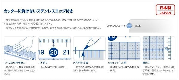 Qoo10] レイメイ藤井 すべらないカッティング定規 50cm A