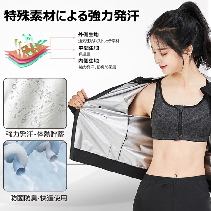 サウナスーツ レディース 3点セット パーカーパンツ　スポーツウェア ランニング