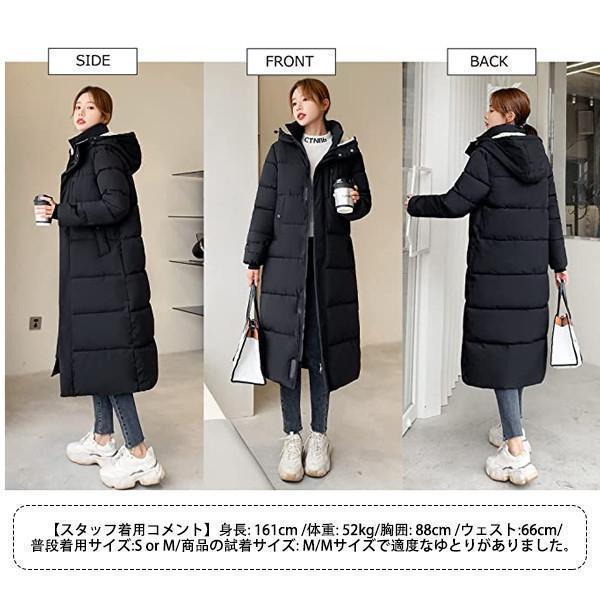 中綿コート レディース ロングコート ロング丈 ベンチコート フード付き ダウンジャケット アウター シンプル 厚手 あったか 通勤 通学