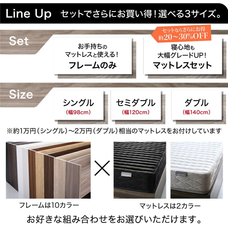 [組立設置付]棚コンセント付き 引き出し収納ベッド [エヴァーX] [ゾーンコイルマットレス付き] ダブル [フレーム色]ピュアホワイト [マットレス色]ブラック