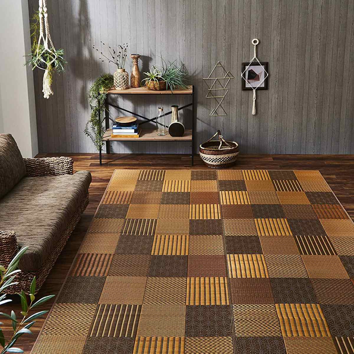 ござ 純国産 い草花ござカーペット 京刺子 江戸間4.5畳（約261x261cm） 裏貼りあり 敷物 ラグ マット い草マット い草カーペット 絨毯 花ござ 茣蓙 江戸間 4.5畳 正方形_10