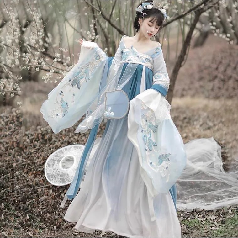 仙女古典美人服 振袖唐装漢服 豪華刺繍レディース中国魏晉風漢服