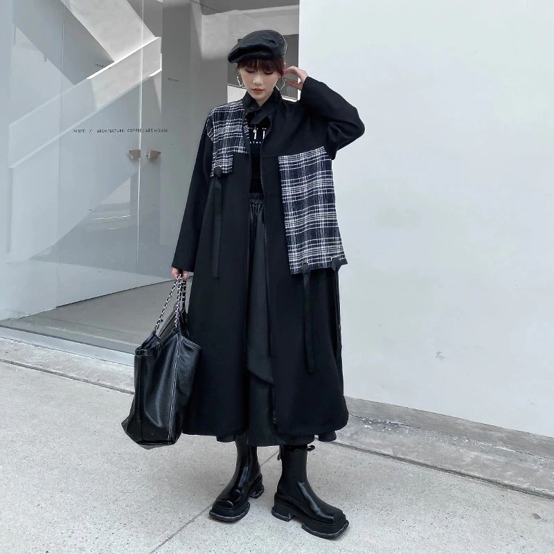 AWアウター作おしゃれ気質百掛けコートゆったりオシャレ垂れ感コートトップスアウター薄チェックジャケット