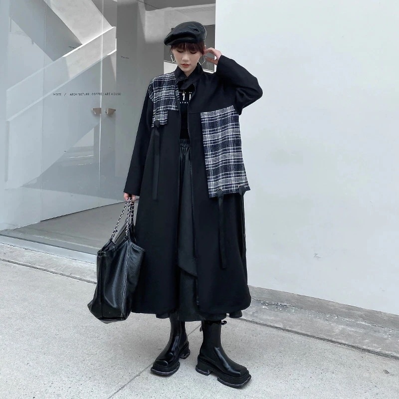 AWアウター作おしゃれ気質百掛けコートゆったりオシャレ垂れ感コートトップスアウター薄チェックジャケット