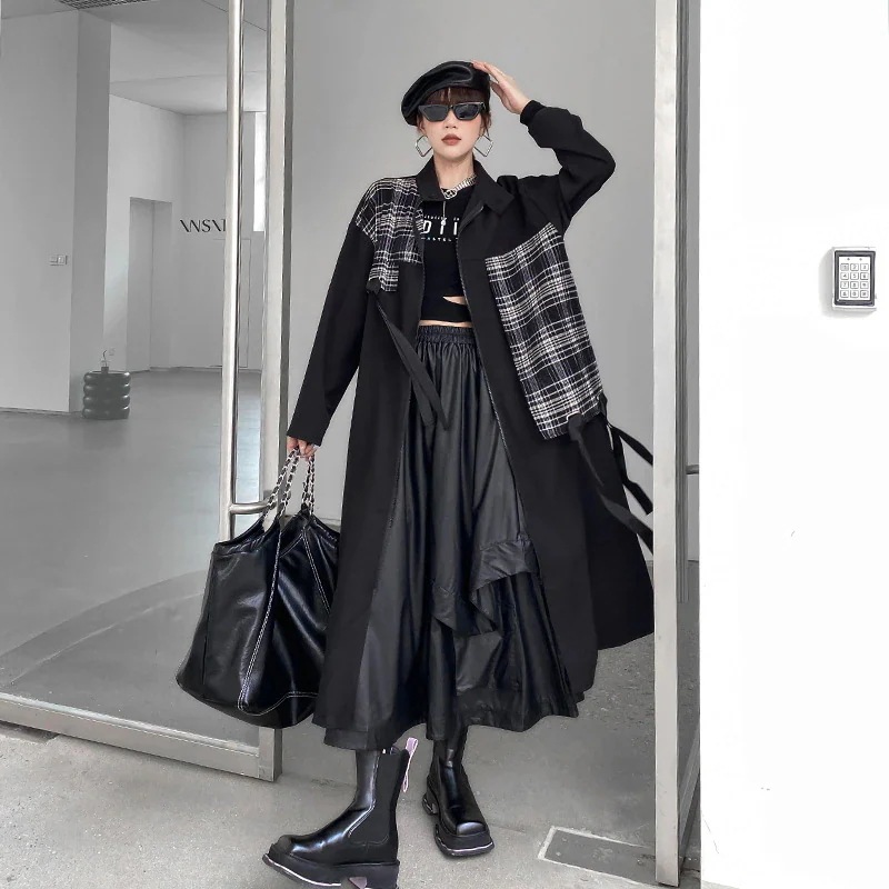 AWアウター作おしゃれ気質百掛けコートゆったりオシャレ垂れ感コートトップスアウター薄チェックジャケット