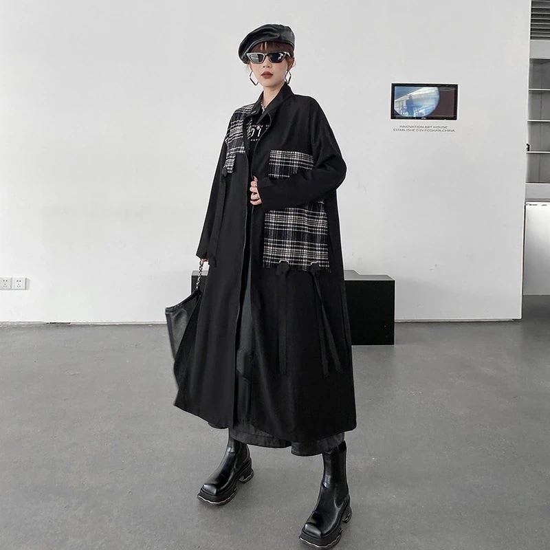 AWアウター作おしゃれ気質百掛けコートゆったりオシャレ垂れ感コートトップスアウター薄チェックジャケット