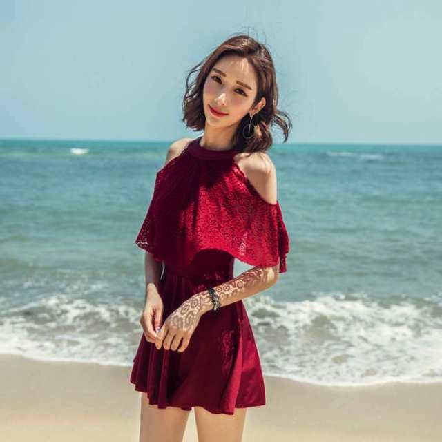 ワンピース ホルターネック 水着 オフショルダー レース お花柄 フラワー バックシャン 背中開き フリフリ フリル スカート 体型カバー セクシー MLXL2XL ワンピース ホルターネック 水着 オフショルダー レース お花柄 フラワー バックシャン 背中開き フリフリ フリル スカート 体型カバー セクシー MLXL2XL