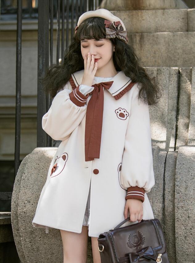 熊さん可愛い冬チェックロングコート⭐︎デートにも最適 くま&うさぎ可愛いコート – レディースファッション通販の夢展望