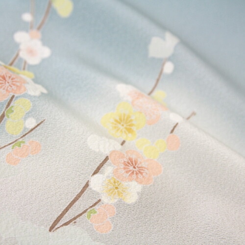 レンタル 正絹京友禅訪問着 レンタル １９点フルコーディネートレンタルセット 結婚式 七五三 入学式 ママ 披露宴 お茶会 水色地に淡い緑のぼかし 芍薬 菊 梅 30代 40代 50代 60