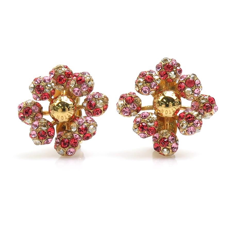 イヤリング ブックル ドレイユ ミルエウンヌ ニュイ メタル/ラインストーン ゴールド/レッド/ピンク レディース M65687 e57395g