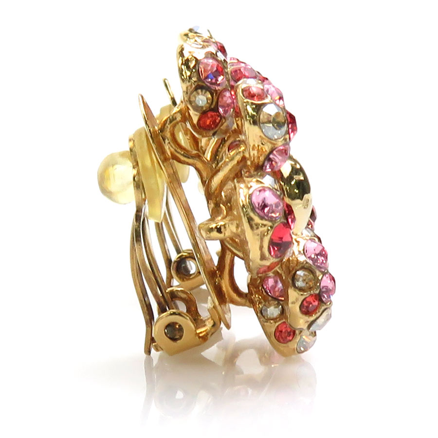 イヤリング ブックル ドレイユ ミルエウンヌ ニュイ メタル/ラインストーン ゴールド/レッド/ピンク レディース M65687 e57395g