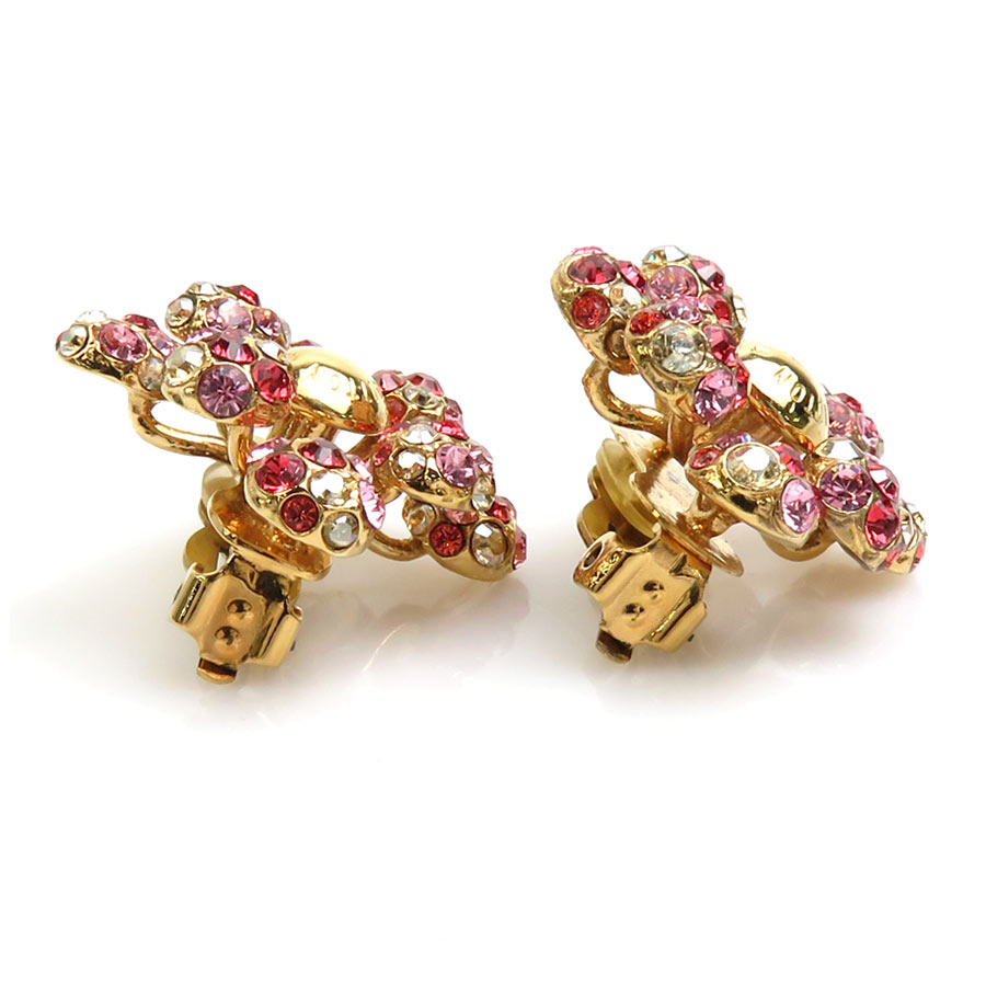 イヤリング ブックル ドレイユ ミルエウンヌ ニュイ メタル/ラインストーン ゴールド/レッド/ピンク レディース M65687 e57395g