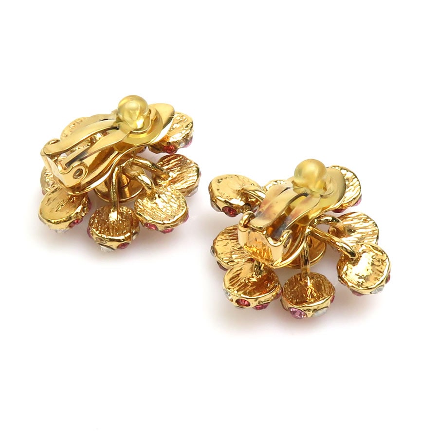 イヤリング ブックル ドレイユ ミルエウンヌ ニュイ メタル/ラインストーン ゴールド/レッド/ピンク レディース M65687 e57395g