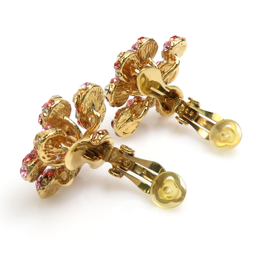 イヤリング ブックル ドレイユ ミルエウンヌ ニュイ メタル/ラインストーン ゴールド/レッド/ピンク レディース M65687 e57395g