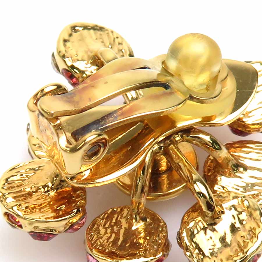 イヤリング ブックル ドレイユ ミルエウンヌ ニュイ メタル/ラインストーン ゴールド/レッド/ピンク レディース M65687 e57395g