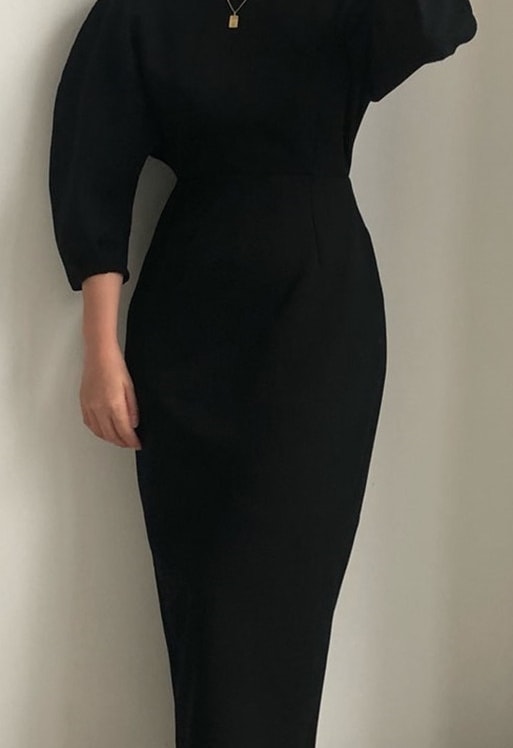 ワンピース レディース シンプルワンピース ボリュームスリーブ タイト ロング丈 ドレス クルーネック カシュクール 長袖 ミモレ丈 ハイウエスト バルーンスリーブ ウエストリボン ブラック ワンピース レディース シンプルワンピース ボリュームスリーブ タイト ロング丈 ドレス クルーネック カシュクール 長袖 ミモレ丈 ハイウエスト バルーンスリーブ ウエストリボン ブラック