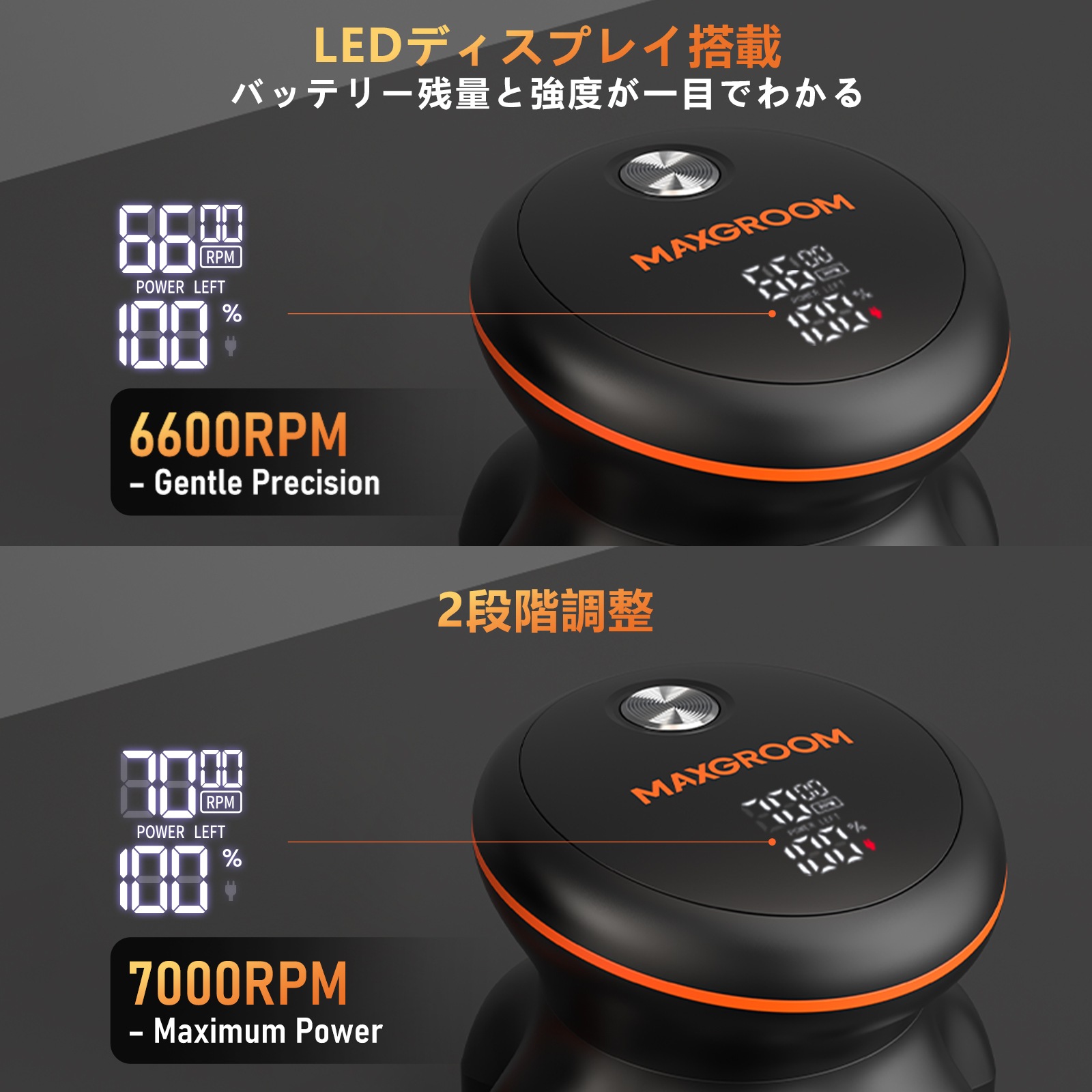 MAXGROOM スキンヘッド用シェーバー バリカン 電動シェーバー ヘアカッター 7Dスキンヘッド マグネット着脱式 7000RPM 高速モーター メンズ IPX6防水 乾湿両用 回転 ひげそり 髭 MAXGROOM スキンヘッド用シェーバー バリカン 電動シェーバー ヘアカッター 7Dスキンヘッド マグネット着脱式 7000RPM 高速モーター メンズ IPX6防水 乾湿両用 回転 ひげそり 髭