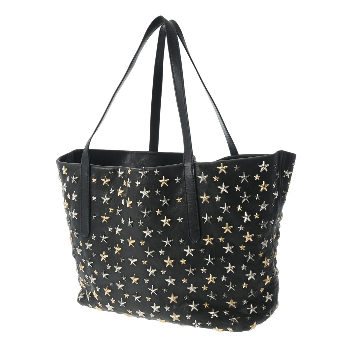 スタースタッズ ブラック レディース レザー トートバッグ Bランク 中古 銀蔵 スタースタッズ ブラック レディース レザー トートバッグ Bランク 中古 銀蔵