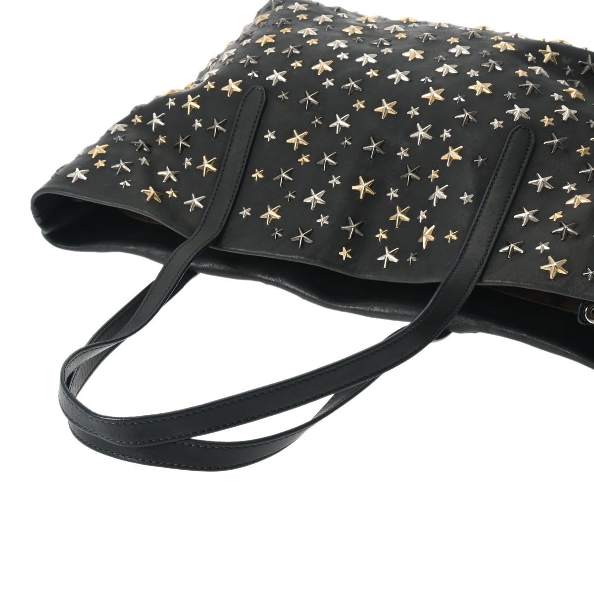 スタースタッズ ブラック レディース レザー トートバッグ Bランク 中古 銀蔵 スタースタッズ ブラック レディース レザー トートバッグ Bランク 中古 銀蔵