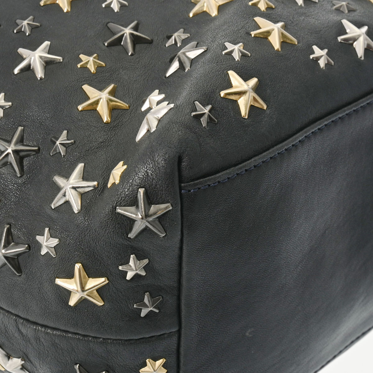 スタースタッズ ブラック レディース レザー トートバッグ Bランク 中古 銀蔵 スタースタッズ ブラック レディース レザー トートバッグ Bランク 中古 銀蔵